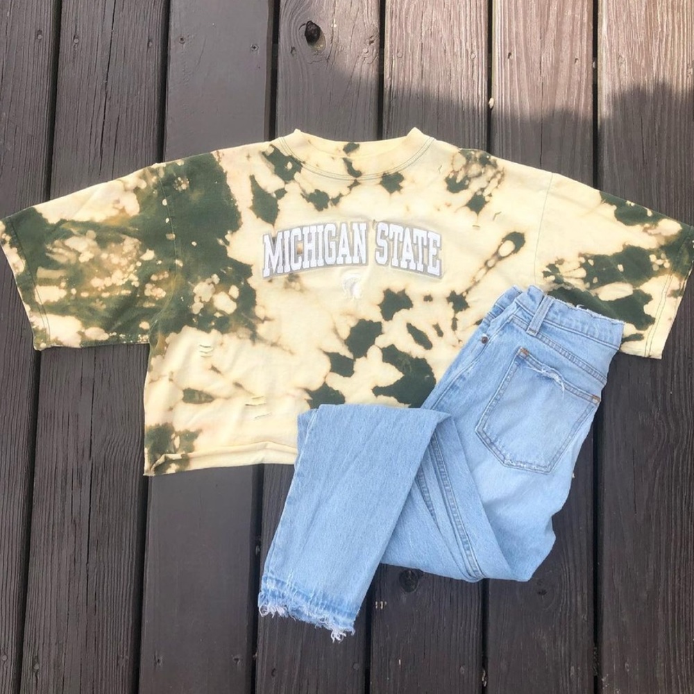 Michigan State acid wash crop tee